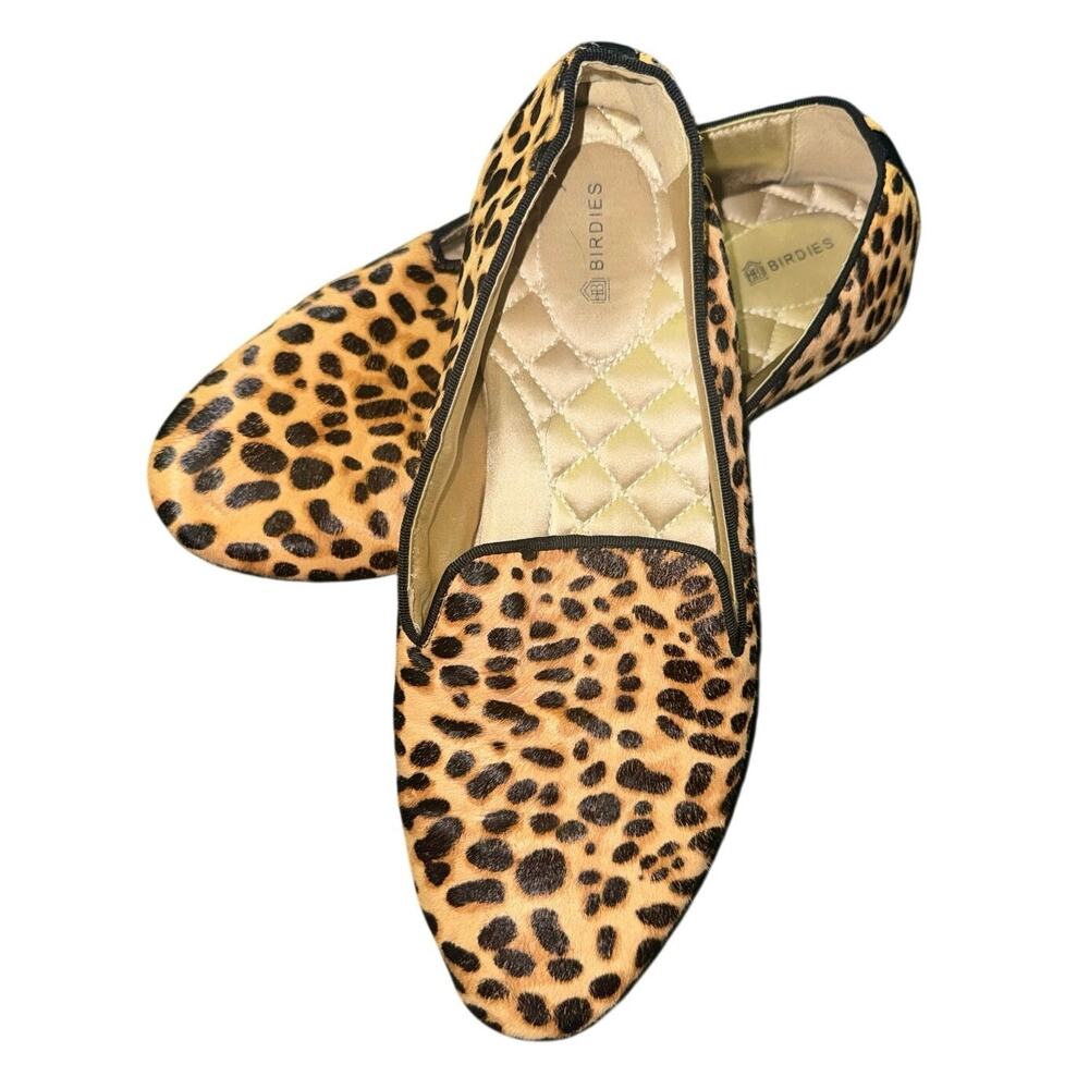Birdies The Starling Loafers Calf Hair Cheetah Leopard Print Flats size 9